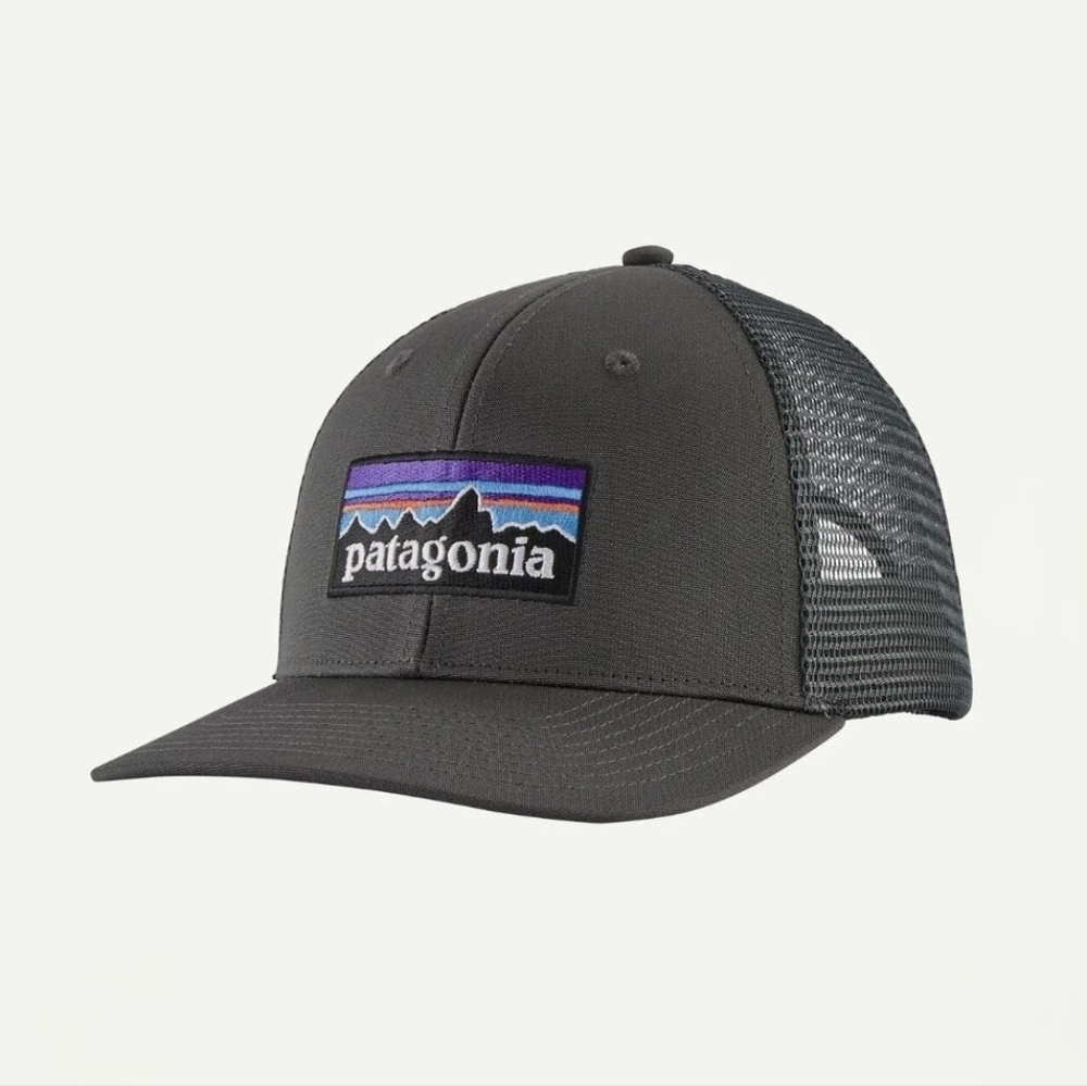 Men's Patagonia P-6 Logo Trucker Hat Adjustable Forge Grey STY38017 EUC